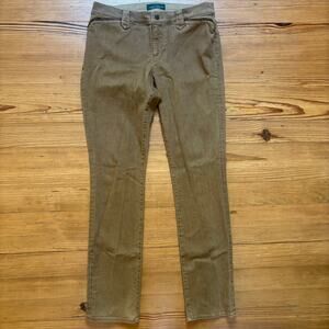 Ralph Lauren brown leather trim straight leg mid rise jeans SIZE 10